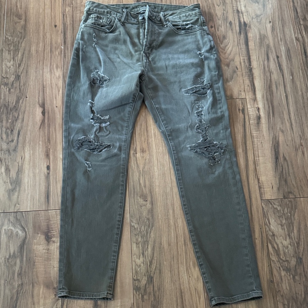 American Eagle Outfitters Slim Straight Distressed gray Jeans